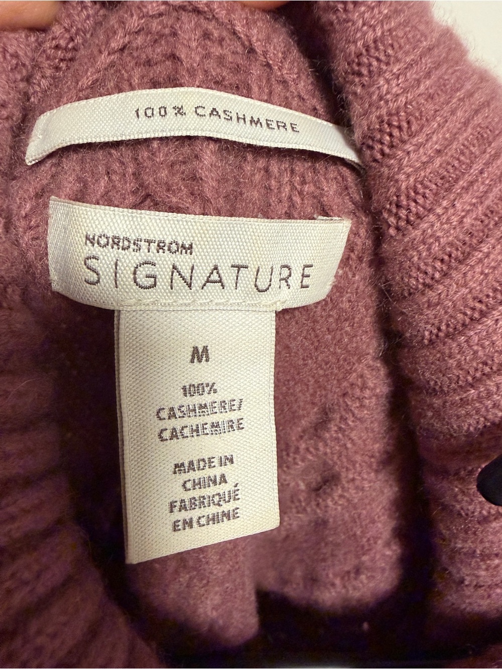 Nordstrom Signature 100% Cashmere Cable Knit Turtleneck Sweater Women’s Medium - Picture 3 of 9